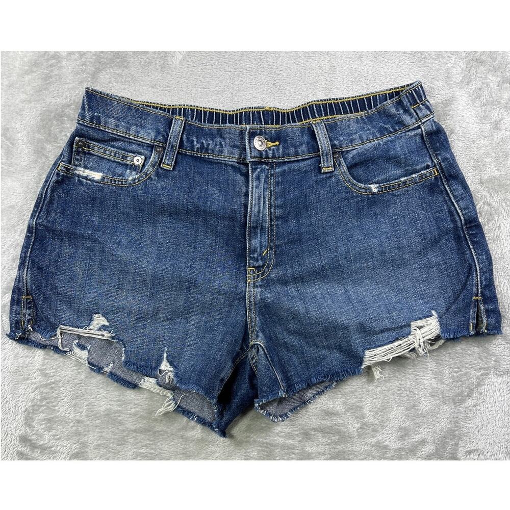 Aerie Distressed Medium 32 Denim Shorts High Rise Cutoff Festival Coachella NWT - Picture 2 of 7